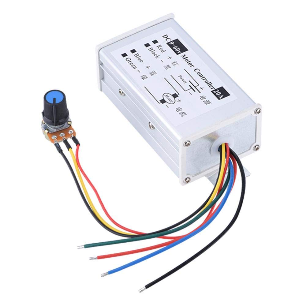DC Motor Speed Controller 9 to 60V 20A Brush Motor Driver Speed Regulator 1200W 25KHz PWM