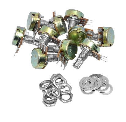 20pcs 50k Single Linear Knurled Shaft Control Volume Potentiometer Silver