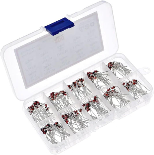 200pcs 10VALUE 1 W Zener Diode Assorted Kit Set + Plastic Box