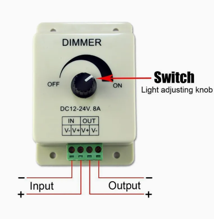 8a Led Dimmer Switch Dc 12v 24v 96w - Adjustable Brightness Lamp Bulb Strip Driver Voltage Regulator